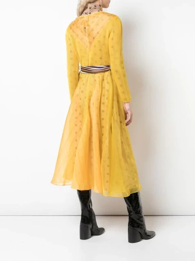 Shop Fendi Karligraphy Motif Layered Dress In Yellow