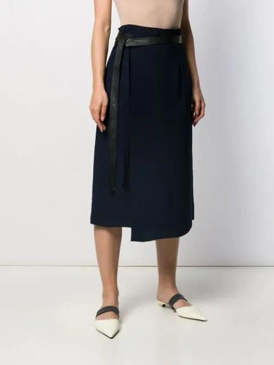 Shop Vince Asymmetric Midi Skirt In Blue