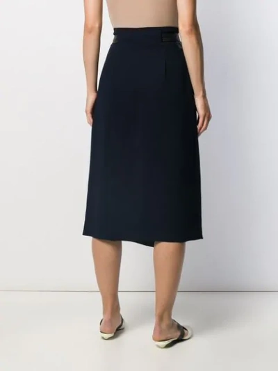Shop Vince Asymmetric Midi Skirt In Blue