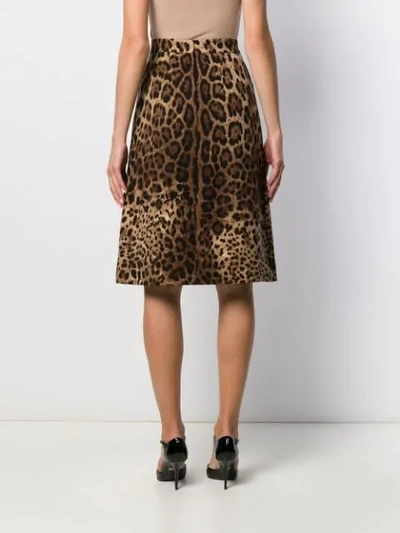 Shop Dolce & Gabbana A-line Leopard Print Skirt In Brown