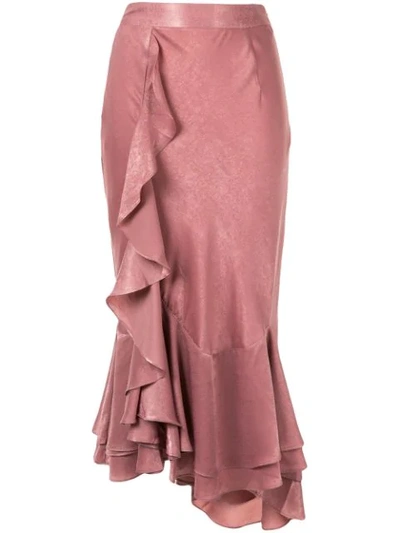 We Are Kindred Frenchie Bias Cut Ruffle Midi Skirt-pink In Pink