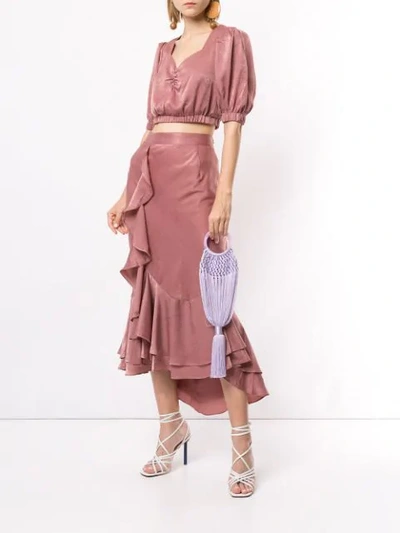 We Are Kindred Frenchie Bias Cut Ruffle Midi Skirt-pink In Pink