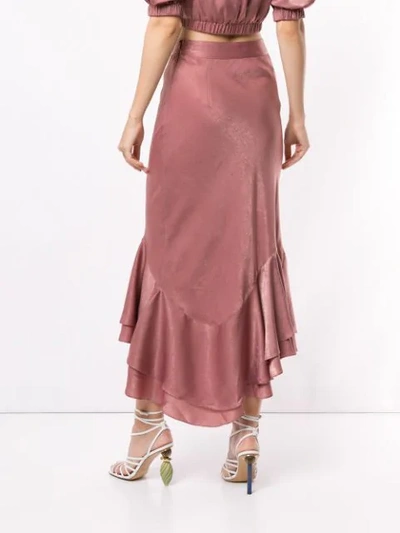 We Are Kindred Frenchie Bias Cut Ruffle Midi Skirt-pink In Pink