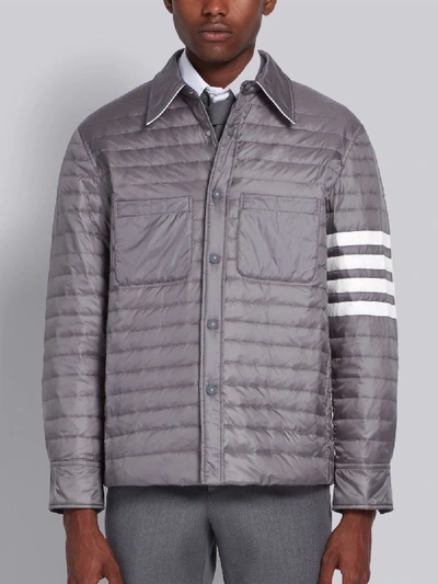 Shop Thom Browne Medium Grey Down Fill 4-bar Shirt Jacket