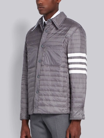 Shop Thom Browne Medium Grey Down Fill 4-bar Shirt Jacket