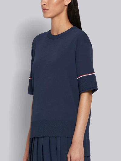 Shop Thom Browne Rwb-detail Boxy T-shirt In Blue