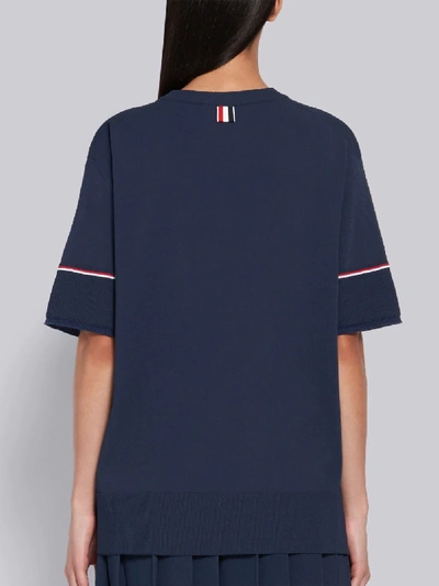 Shop Thom Browne Rwb-detail Boxy T-shirt In Blue