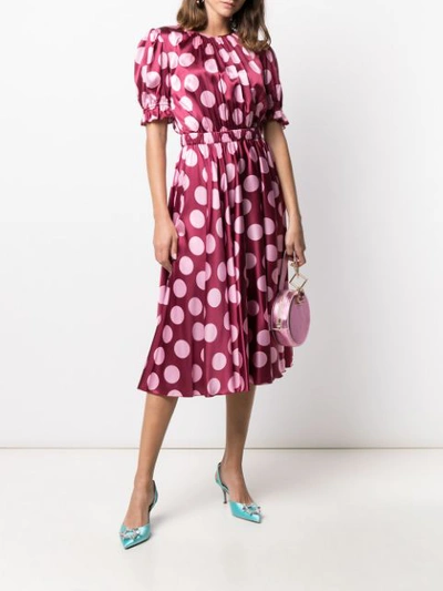 Shop Dolce & Gabbana Polka Dot Printed Dress In Pink