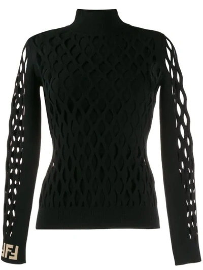 Shop Fendi Mesh Sleeve Jumper In F0gme Black