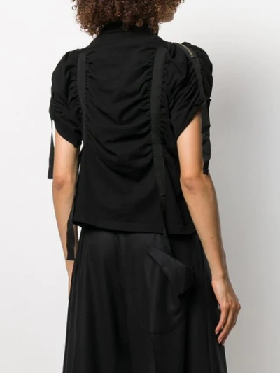Shop Aganovich Ruched Tape Top In Black