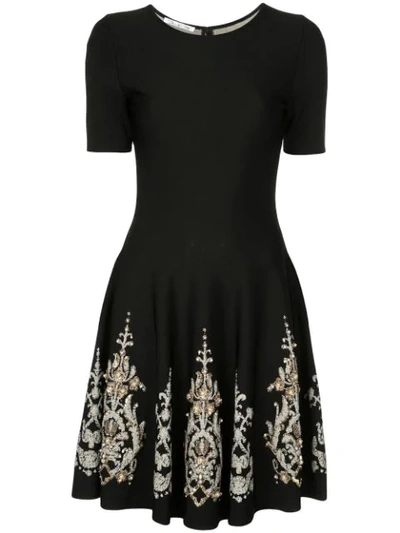 Shop Oscar De La Renta Brocade Detail Dress In Black