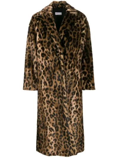 Shop Red Valentino Red(v) Leopard Print Open Front Coat In Brown