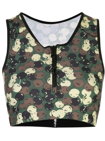 Shop Adam Selman Sport Camouflage-print Cropped Top