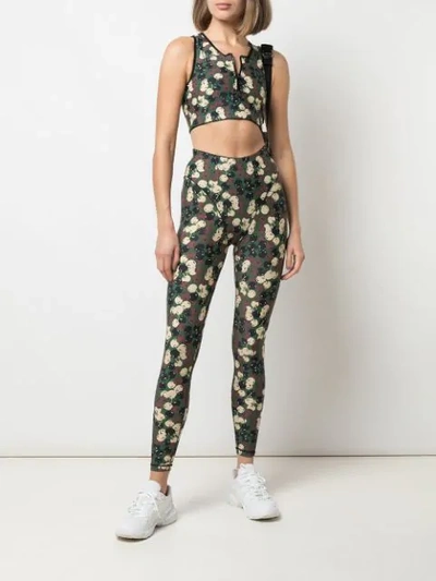 Shop Adam Selman Sport Camouflage-print Cropped Top