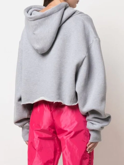 Shop Alanui Cropped Cotton Hoodie In Grey