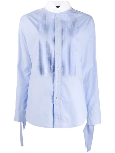 Shop Jejia Pleated Bib Shirt In Blue