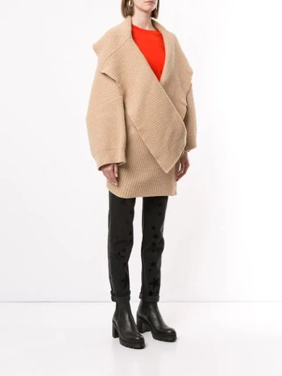 Shop Stella Mccartney Oversized Chunky Knit Cardi-coat In 2600 - Sand