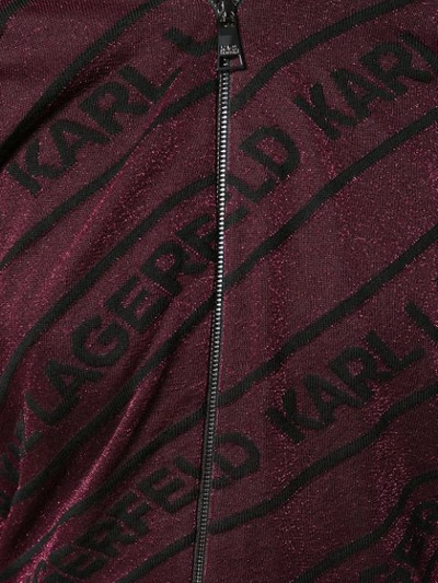 Shop Karl Lagerfeld Logo Cardigan In Purple