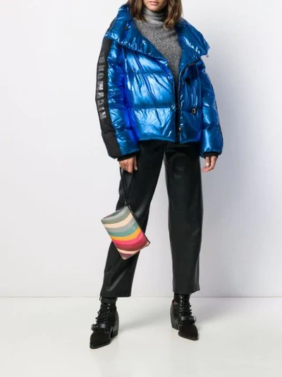 Shop John Richmond Metallic-effect Puffer Jacket In Blue