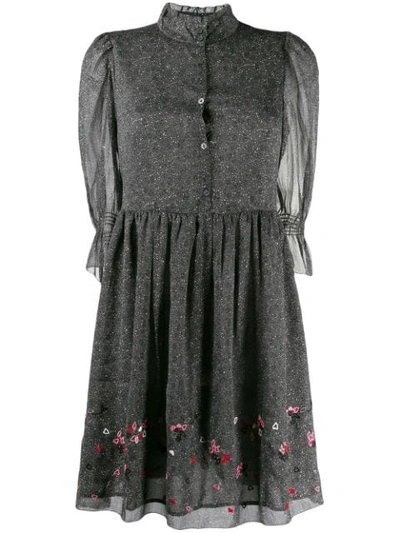 Shop Zadig & Voltaire Floral Ruffle Mini Dress In Grey