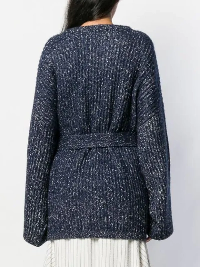 Shop See By Chloé Speckled Chunky Knit Cardigan In Blue