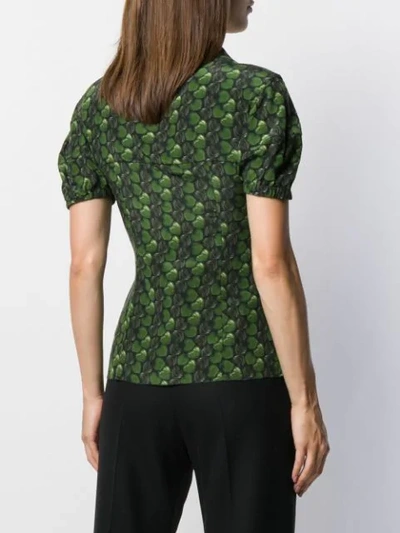 Shop Prada Mini Hearts Print Shirt In Green