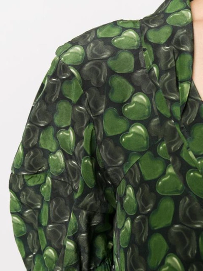 Shop Prada Mini Hearts Print Shirt In Green