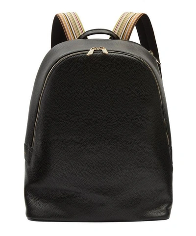 Shop Paul Smith Artist Stripe Grained-leather Backpack In Black