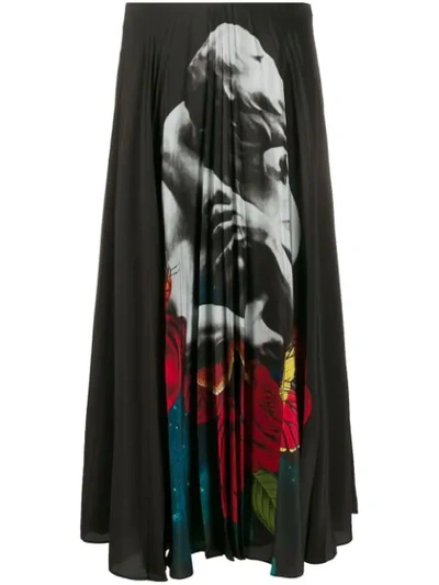 Shop Valentino X Undercover Print Pleated Skirt In Black