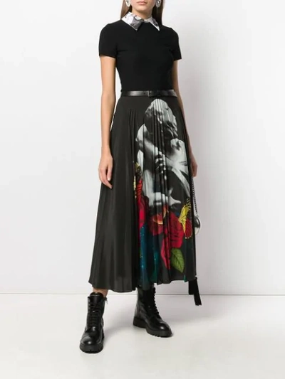 Shop Valentino X Undercover Print Pleated Skirt In Black