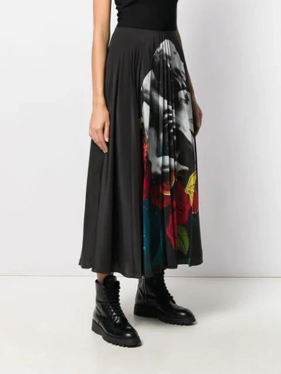 Shop Valentino X Undercover Print Pleated Skirt In Black