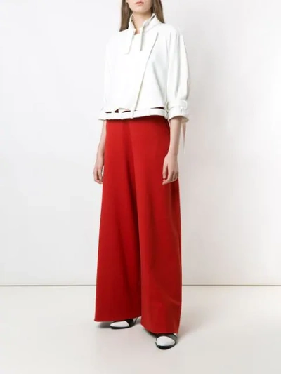 Shop Gloria Coelho Slit Pockets Wide Leg Trousers In Red