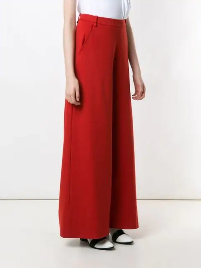 Shop Gloria Coelho Slit Pockets Wide Leg Trousers In Red