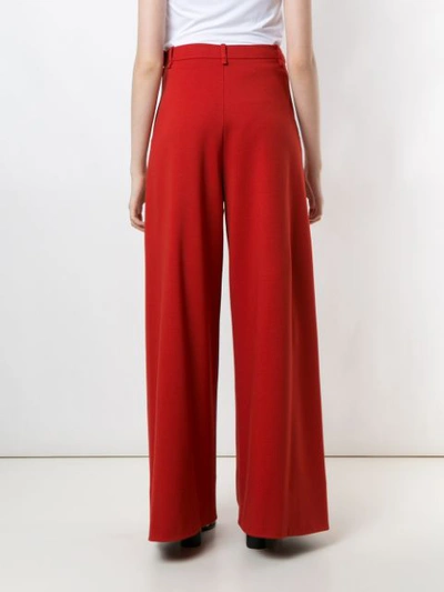 Shop Gloria Coelho Slit Pockets Wide Leg Trousers In Red