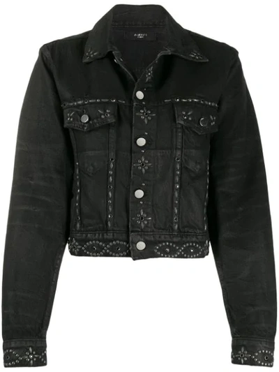 Shop Amiri Studded Trucker Jacket In Black