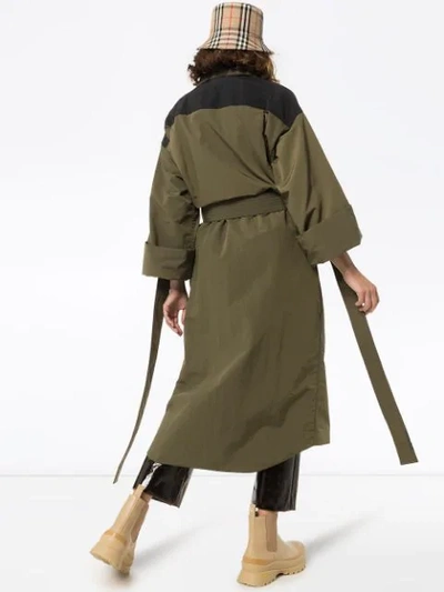 Shop Loewe Tie-waist Maxi Coat In Green