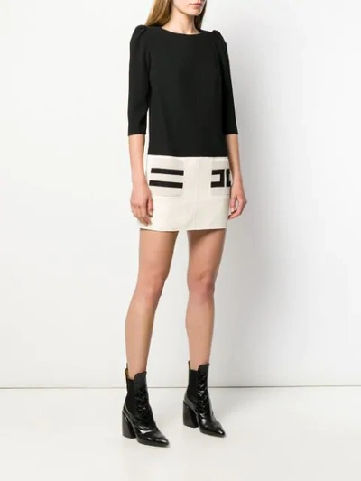 Shop Elisabetta Franchi Colour-block Mini Dress In Black