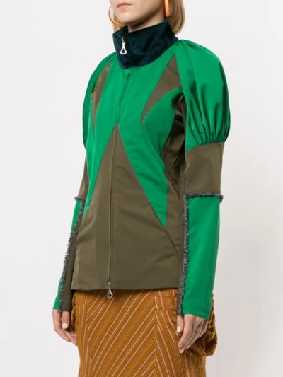 Shop Kiko Kostadinov Colour-block Zipped Jacket In Green