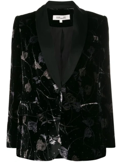 Shop Diane Von Furstenberg Floral Velvet Blazer In Black