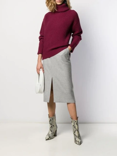 Shop Joseph Front-slit Midi Skirt In Grey