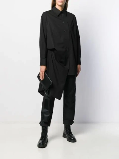 Shop Yohji Yamamoto Asymmetric Long Sleeve Shirt In Black