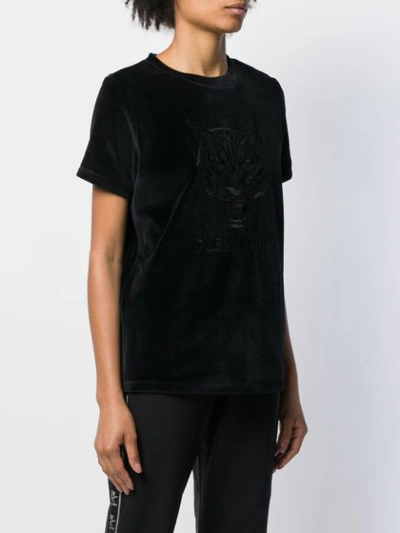 Shop Plein Sport Velvet Tiger Embroidered T-shirt In Black