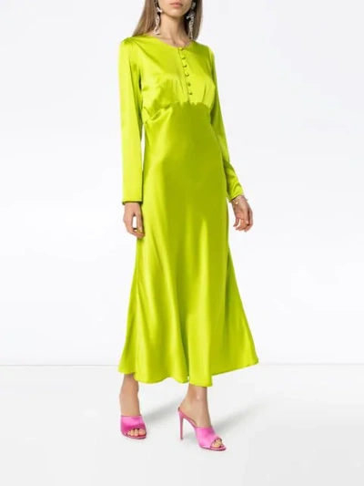 Shop Bernadette Button Front Midi Dress In Green