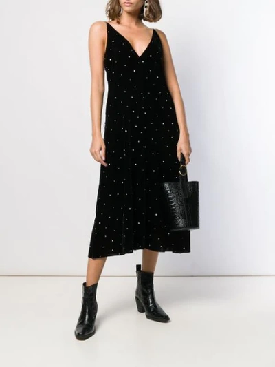 Shop Forte Forte Glitter-embellished Velvet Slip Dress In Black
