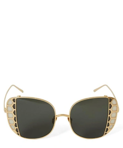 Shop Linda Farrow Amelia Round 22ct Gold-plated Sunglasses