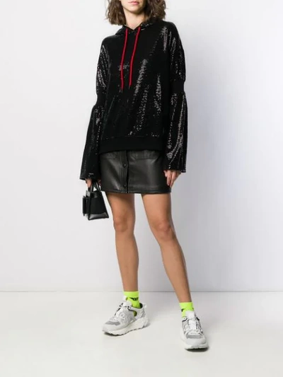 Shop Marcelo Burlon County Of Milan Sequin-embellished Hoodie In Black