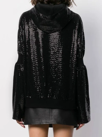 Shop Marcelo Burlon County Of Milan Sequin-embellished Hoodie In Black