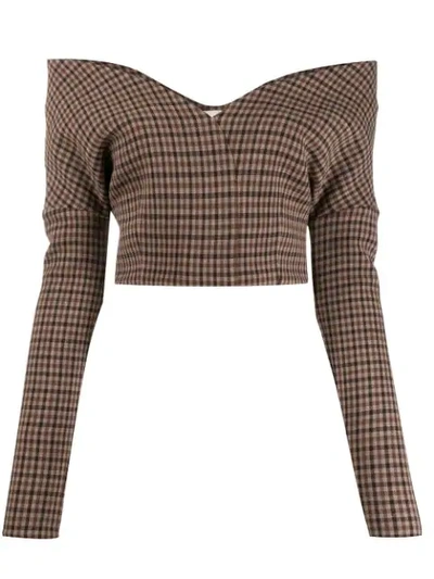 CHECKED BARDOT TOP