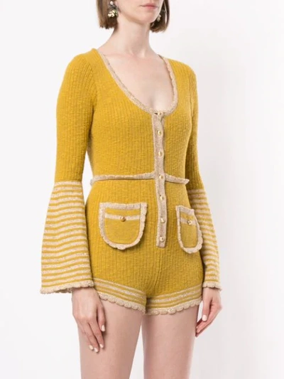 Shop Alice Mccall Heaven Help Knitted Playsuit In Yellow
