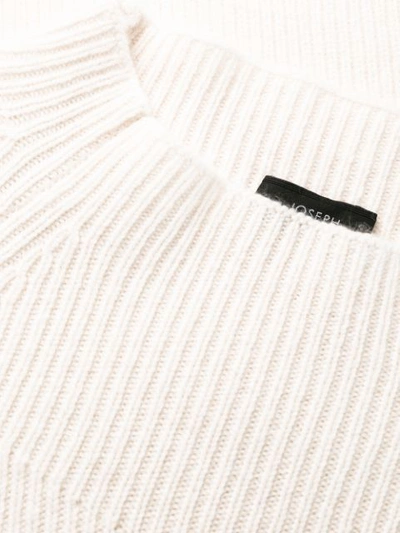 Shop Joseph Long-line Ribbed Knit Jumper In Neutrals